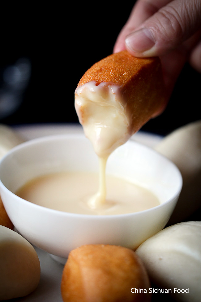 fried mantou with condensed milk
