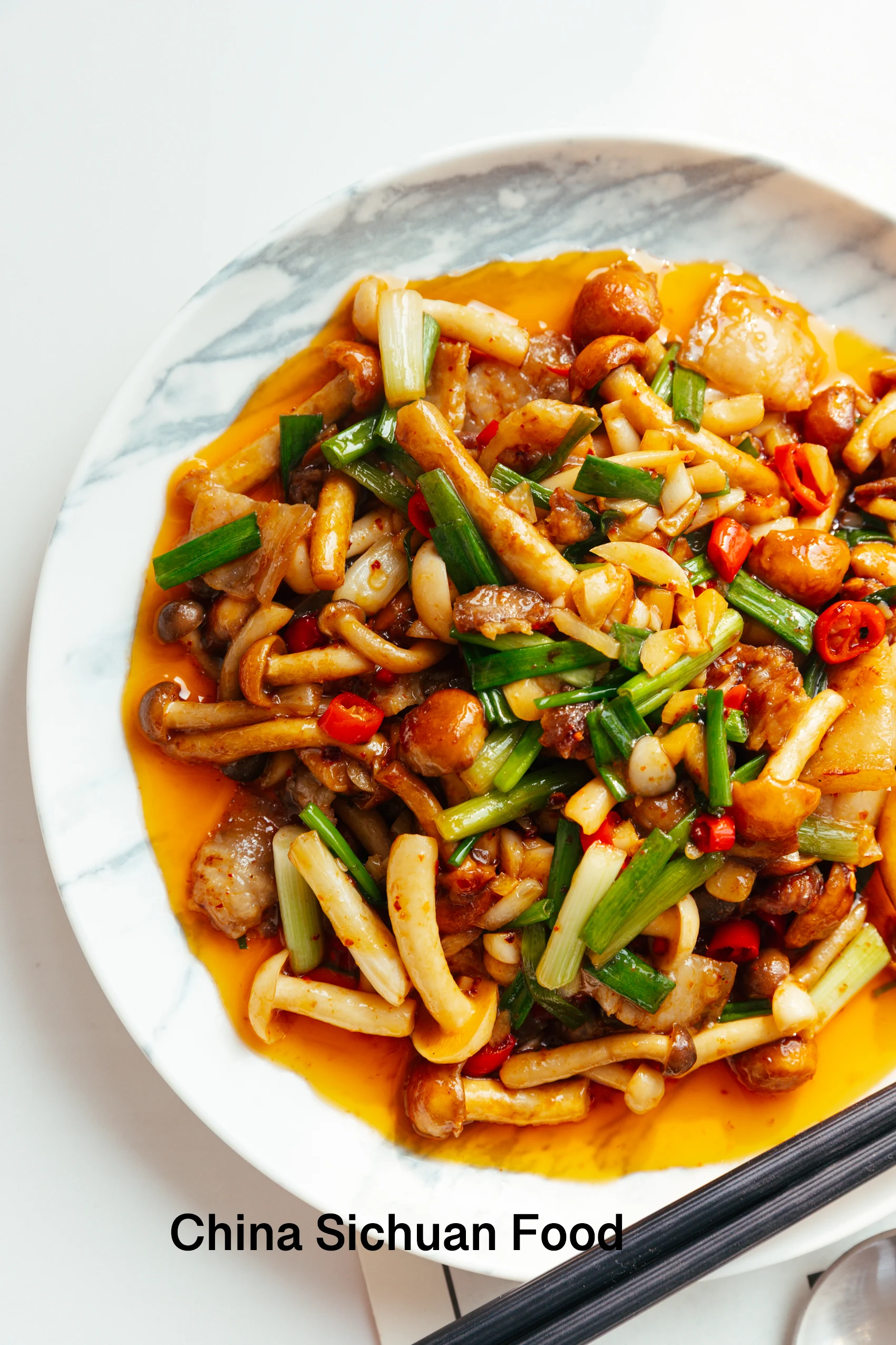 mushroom and pork belly stir fry