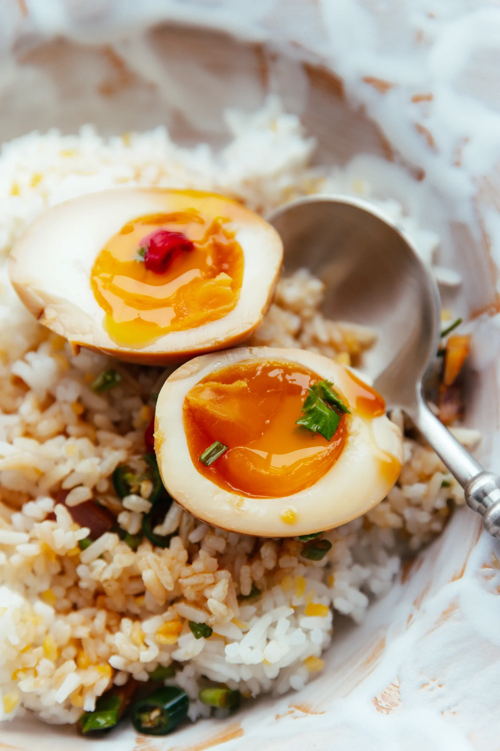 soy sauce eggs with rice